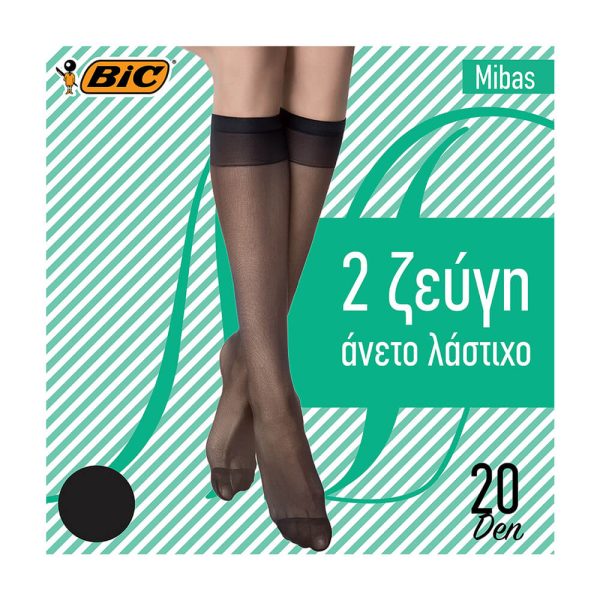 BIC ΚΑΛΤΣΑΚΙΑ MIBAS ΤΡΟΥΑΚΑΡ 20Den (2 ζεύγη) ΜΑΥΡΟ