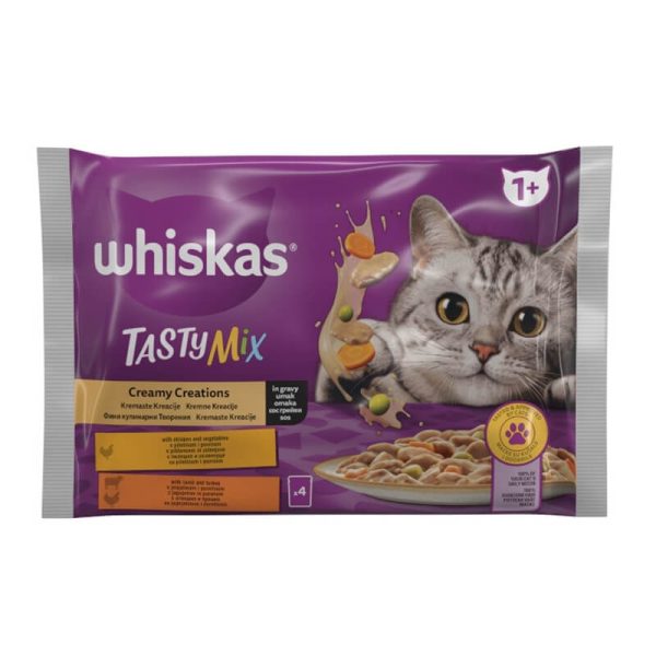 WHISKAS ΤΡΟΦΗ ΓΑΤΑΣ ΣΕ ΖΕΛΕ ΣΕΤ 4x85g TASTY MIX CREAMY CREATIONS