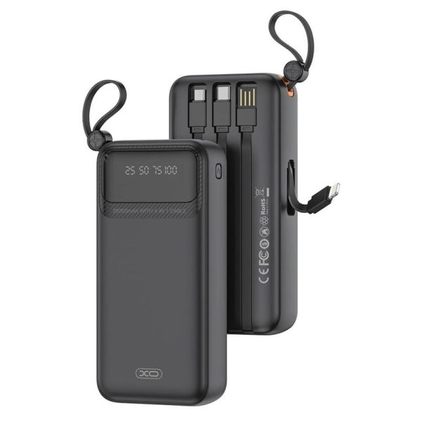 POWER BANK 20000mAh 10W με 3 Ενσωματωμένα Καλώδια ΜΑΥΡΟ XO PR279