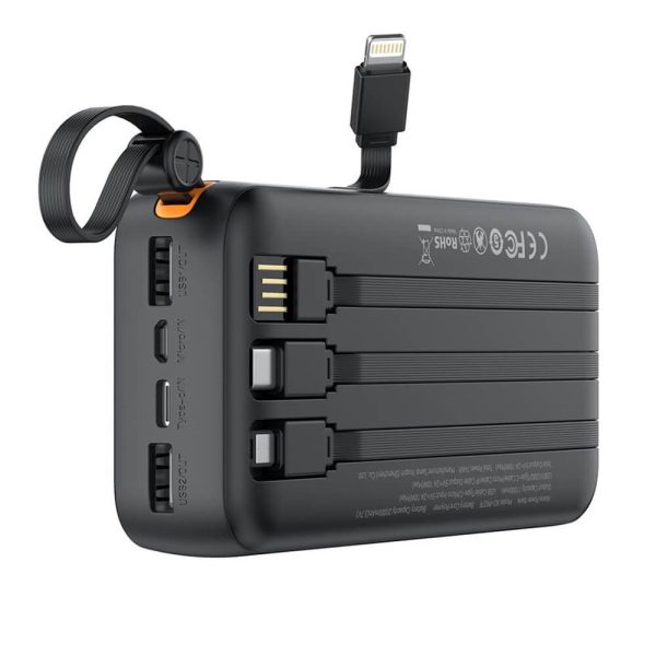POWER BANK 20000mAh 10W με 3 Ενσωματωμένα Καλώδια ΜΑΥΡΟ XO PR279