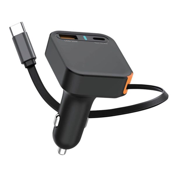 ΦΟΡΤΙΣΤΗΣ ΑΥΤΟΚΙΝΗΤΟΥ USB-A & Type-C 65W με Επεκτεινόμενο Καλώδιο Type-C ATC-CA15