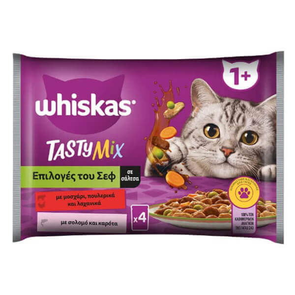 WHISKAS ΤΡΟΦΗ ΓΑΤΑΣ ΣΕ ΖΕΛΕ ΣΕΤ 4x85g TASTY MIX CREAMY CREATIONS