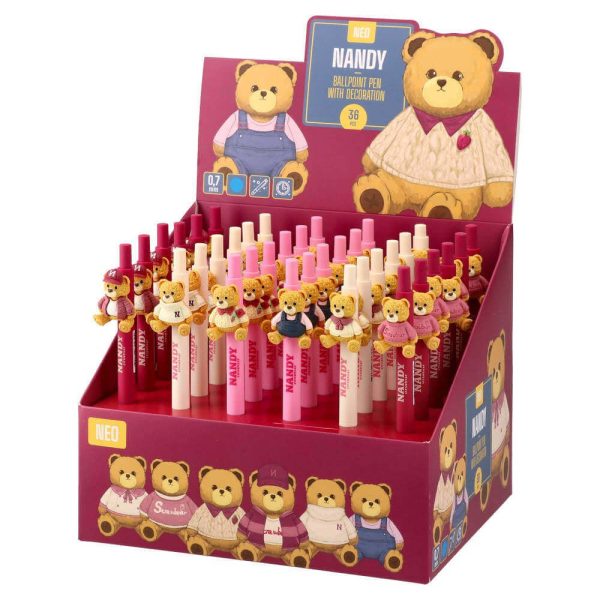 ΣΤΥΛΟ ΔΙΑΡΚΕΙΑΣ BALL POINT NANDY BEAR MIX DISPLAY 101047