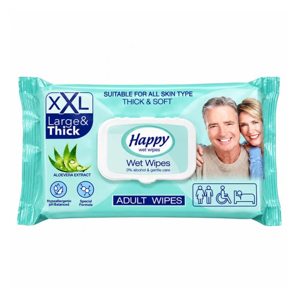 HAPPY ΥΓΡΑ ΜΑΝΤΗΛΑΚΙΑ ΕΝΗΛΙΚΩΝ 50τεμ. 30X20εκ.