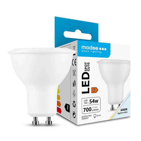 MODEE ΛΑΜΠΑ LED SPOT GU10 7W=54W CW ΨΥΧΡΟ