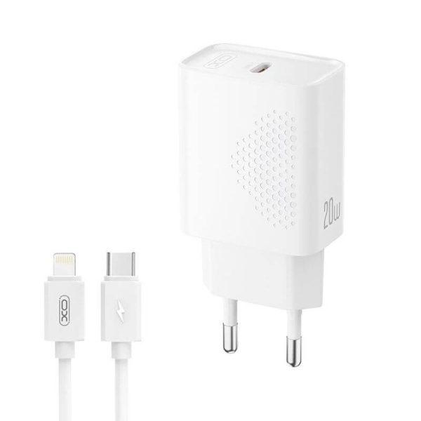 ΦΟΡΤΙΣΤΗΣ ΜΕ ΘΥΡΑ Type-C & ΚΑΛΩΔΙΟ Lighting 20W ΤΑΧΕΙΑΣ ΦΟΡΤΙΣΗΣ (EU) ΛΕΥΚΟΣ XO L160 (Kit NB300)